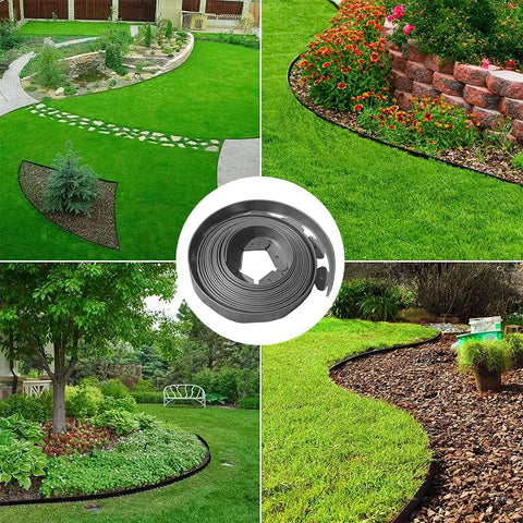 Landscape Edging 33FT,Garden Edging Borders [Extra Tall 4IN High] Flexible Lawn Edging Kit with Total 50pcs Stakes,Mini Plastic Fence Edge Used for Yard,Flowerbeds,Landscaping,Grass,Tree -Grey