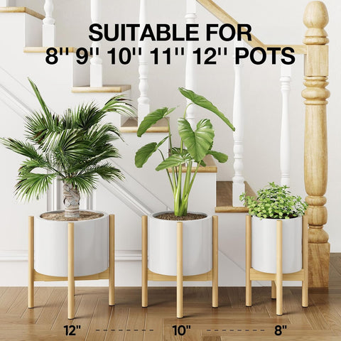 MUDEELA Plant Stand for Indoor, Bamboo Material, Natural, 14.5 Inch Tall