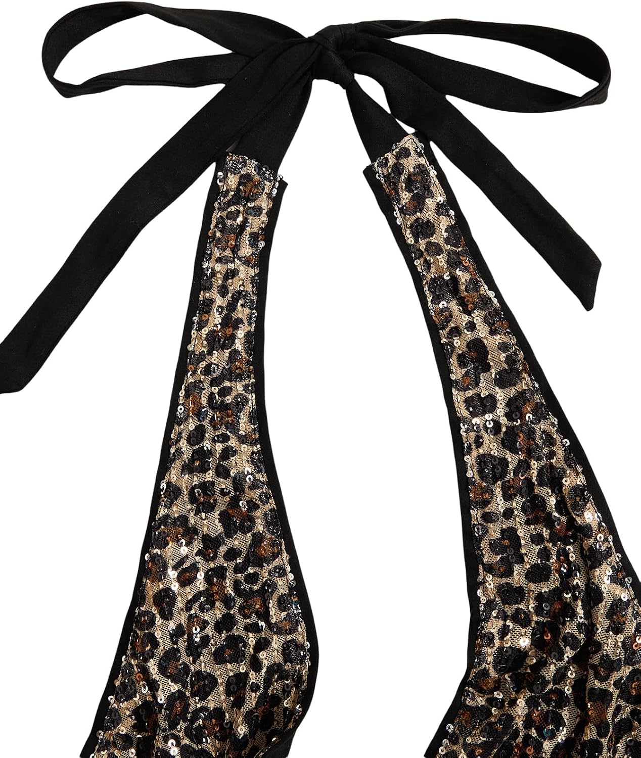 Verdusa Women's Cheetah Print Sequin Halter Top Y2K Going Out Crop Tops