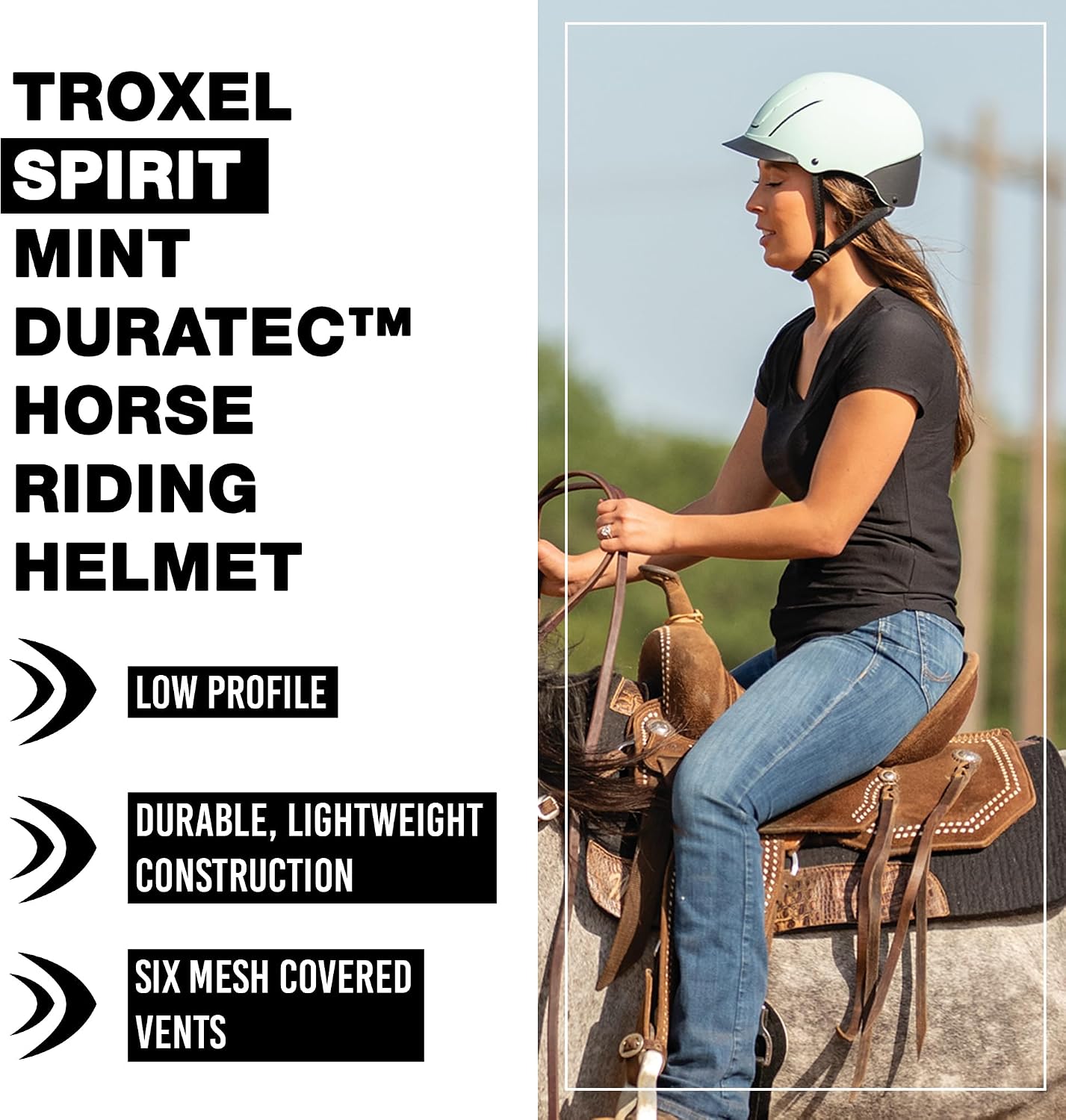 Troxel Spirit Duratec Full Coverage Horse Riding Helmet, Adjustable Fit
