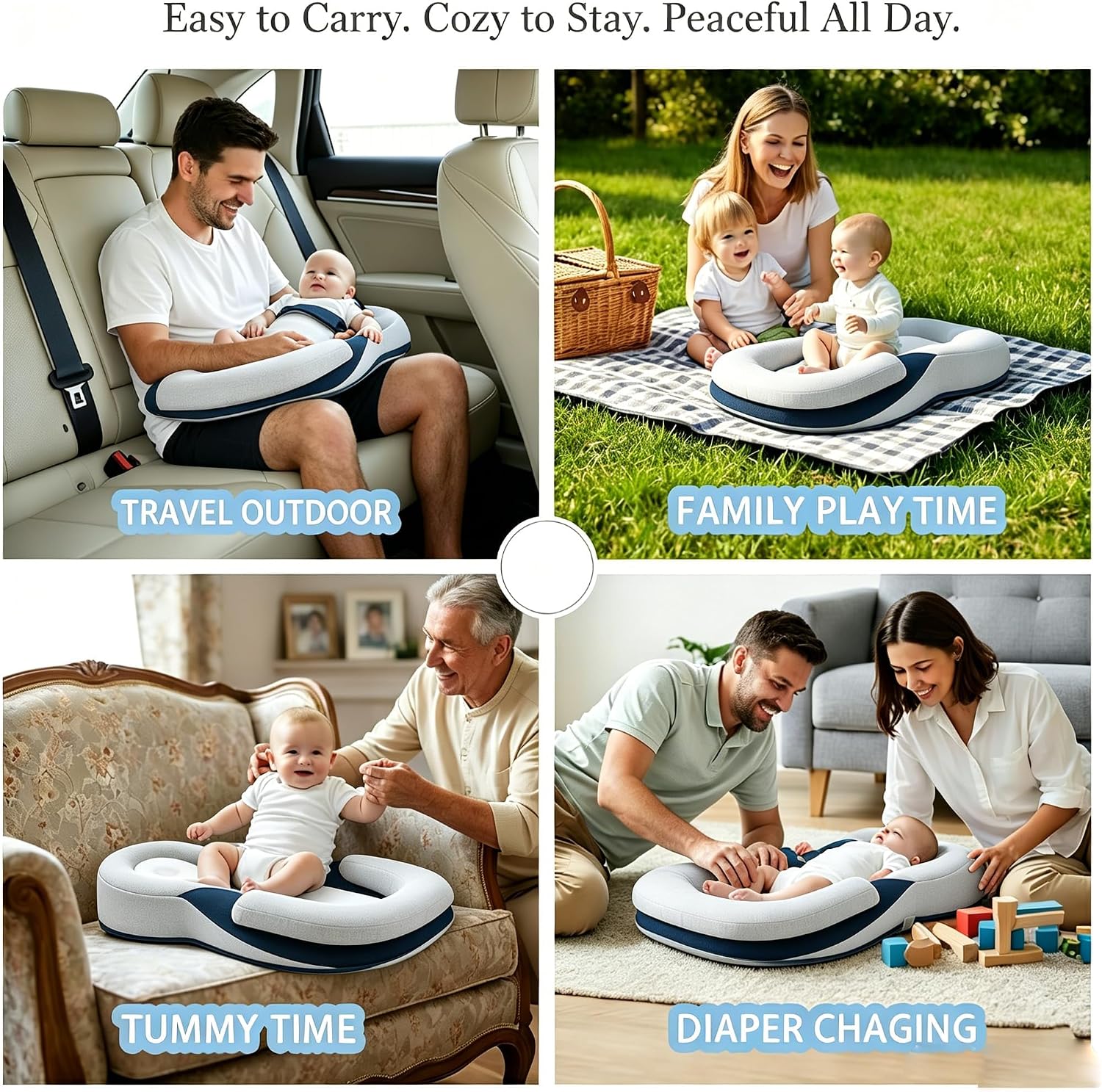 Baby Lounger Pillow for Infant Support Cushion Reflux Breastfeeding Pillow, Bottle Feeding, Tummy Time, Adjustable Baby Wedge Lounger Pillow for Reducing Spit-Up