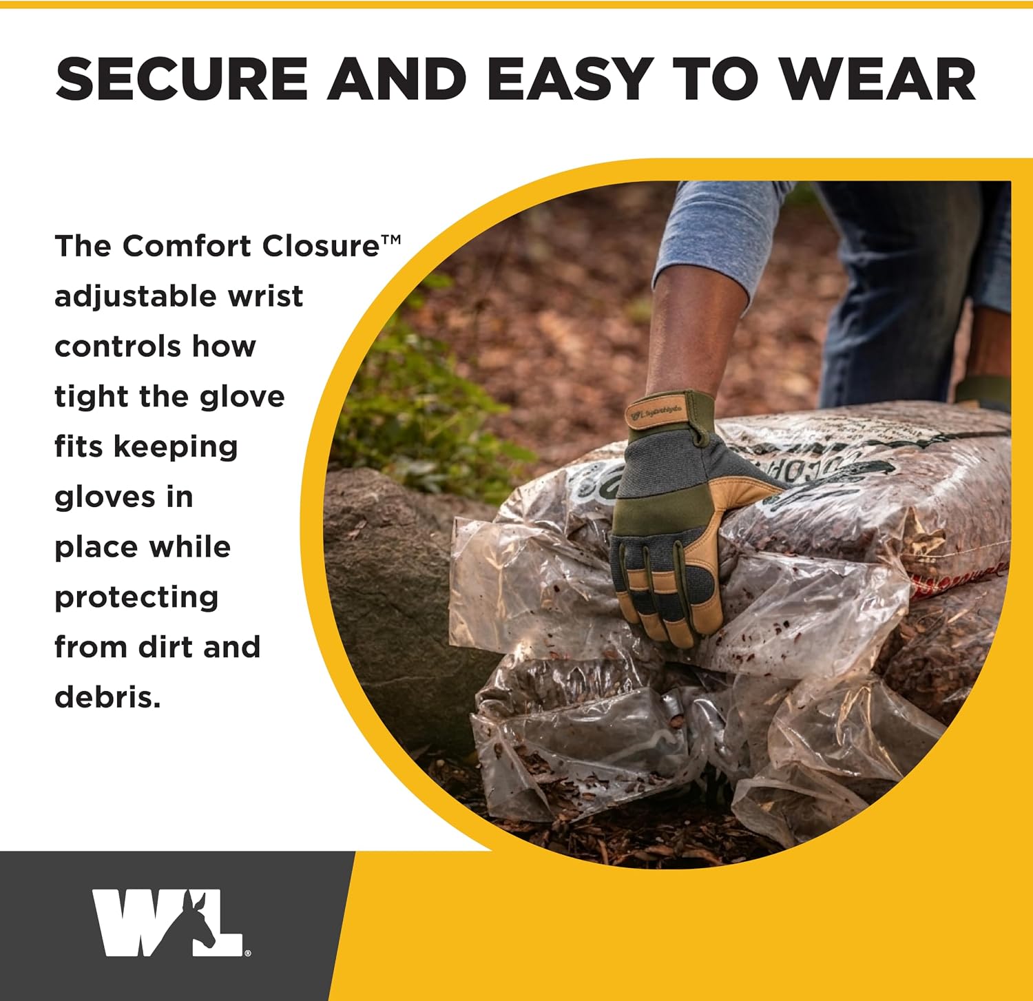 Wells Lamont Men's Leather Palm Work Gloves – HydraHyde Water-Resistant Leather, Flexible Spandex Back, Adjustable Closure