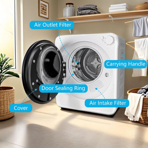 1.7 Cu.Ft Portable Clothes Dryer, 5 Drying Modes & Control Knob