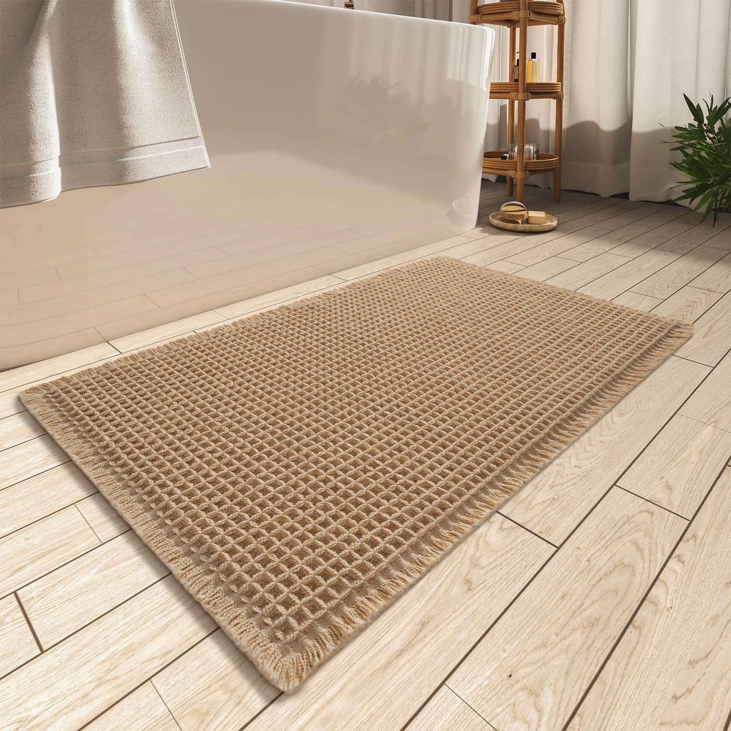 Upgraded Waffle Bath Mat Ultra Absorbent Non Slip Bathroom Mat, 20" x 32"