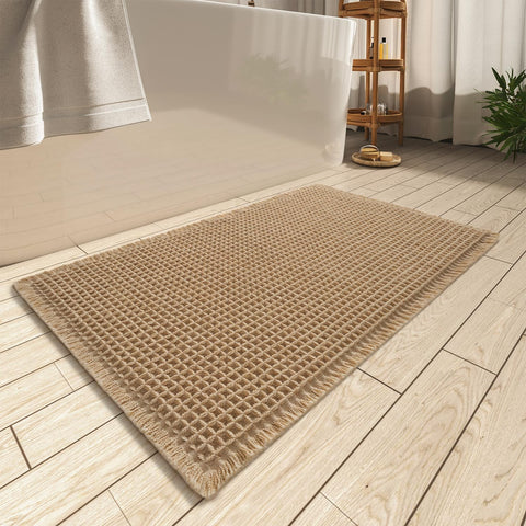 Upgraded Waffle Bath Mat Ultra Absorbent Non Slip Bathroom Mat, 20" x 32"