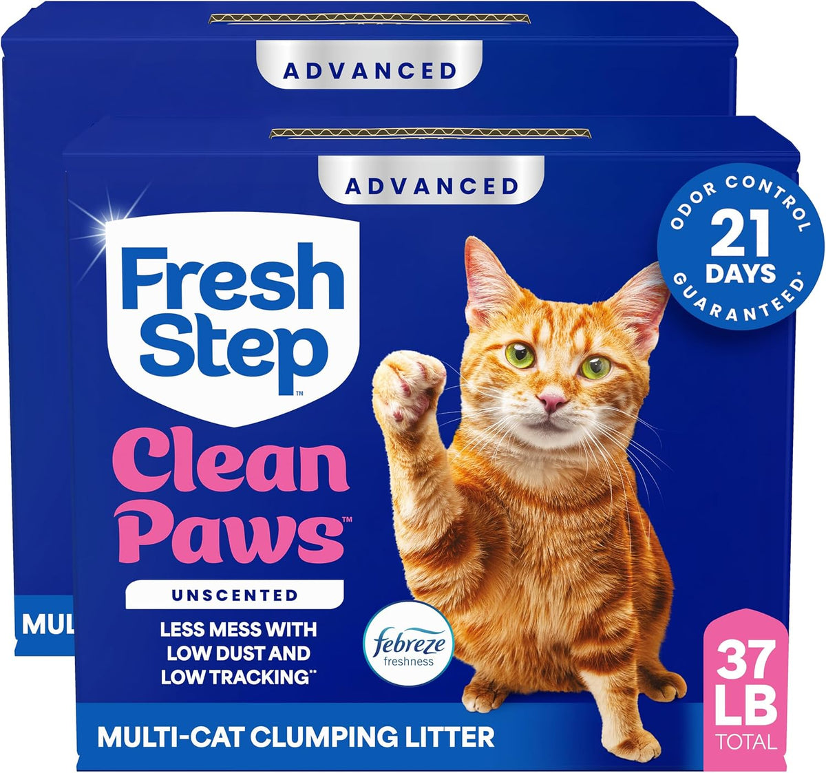 Fresh Step Advanced Clean Paws Multi Cat Clumping Cat Litter, 18.5 lb, 2 Pk