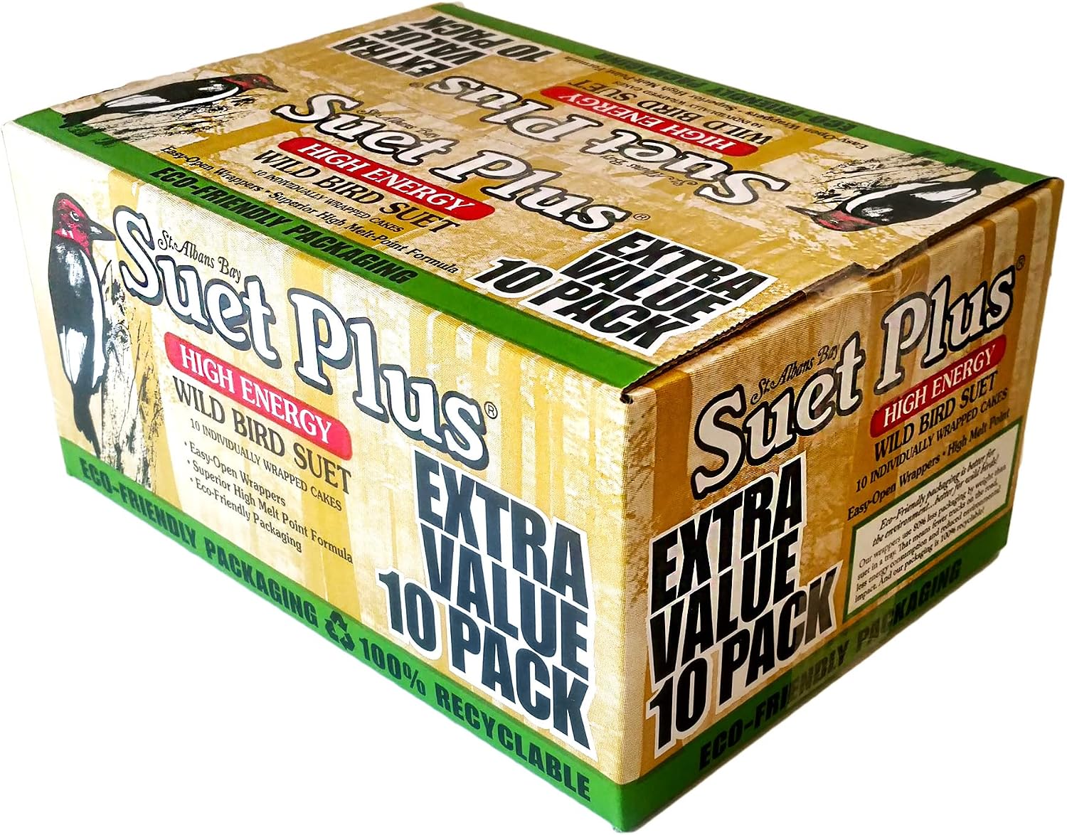 ST. ALBANS BAY SUET PLUS Bird Suet Variety Packs | 11 oz. Bird Suet Cakes | (High Energy, 8 Pack)