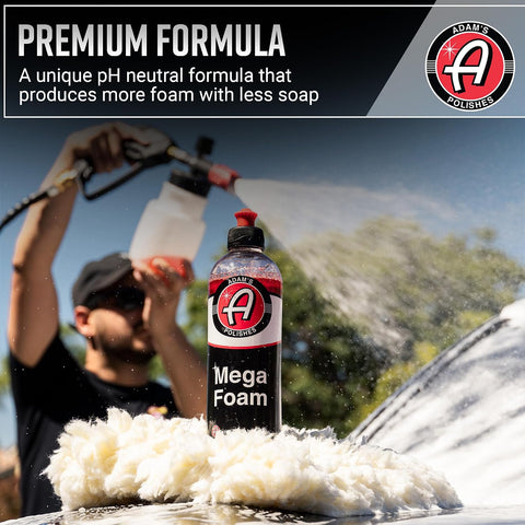 Adam’s Mega Foam (16oz) - pH Neutral Car Soap For Car Washing, Concentated For Wash Bucket, Foam Gun, Won't Strip Car Wax or Ceramic Coatings