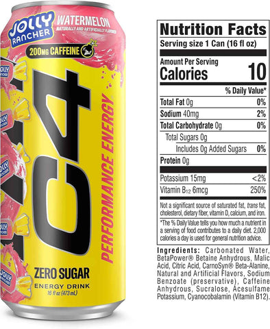C4 Performance Energy Drink with Zero Sugar, 200mg Caffeine, 16 Fl Oz 12pk