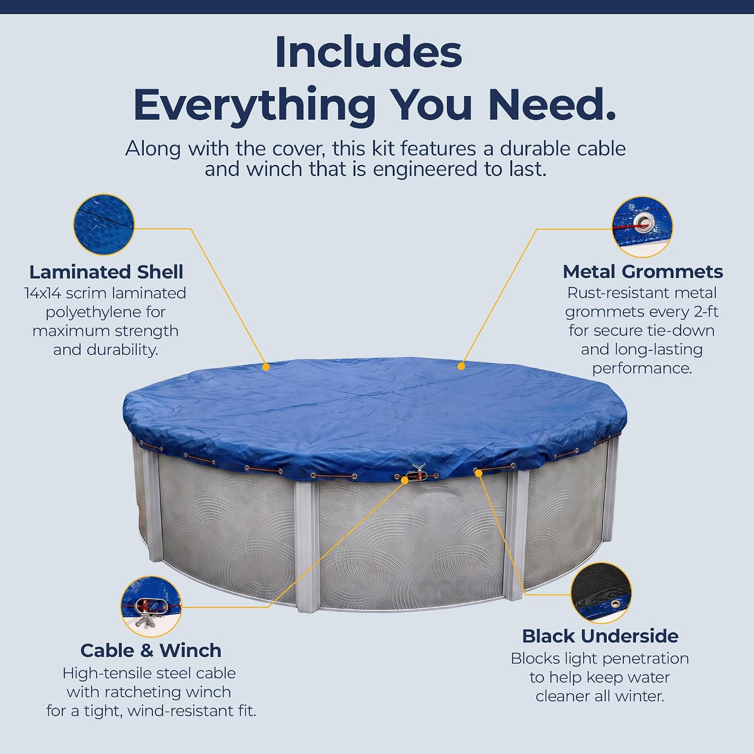 Blue Wave Arctic Armor 30-ft Round Above Ground Pool Winter Cover, Blue