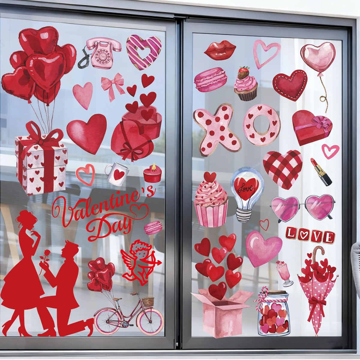 Holiday Window Clings for Home Decorations (Romantic)