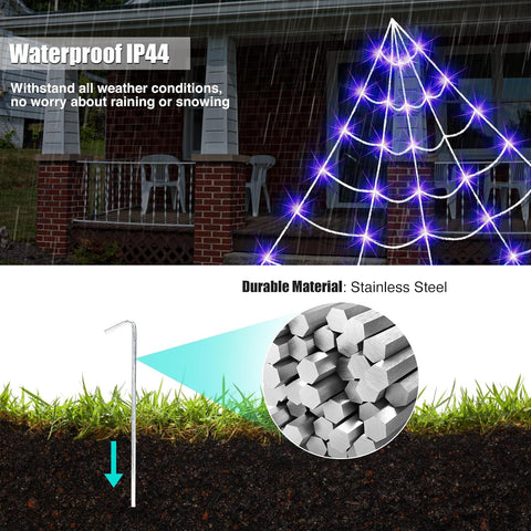 Outdoor Solar Powered Halloween Decorations Spider Web Lights