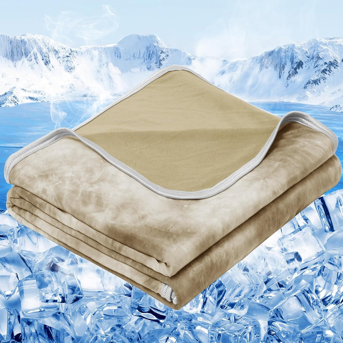 inhand Cooling Throw Blanket for Hot Sleepers (50"x60", Beige)