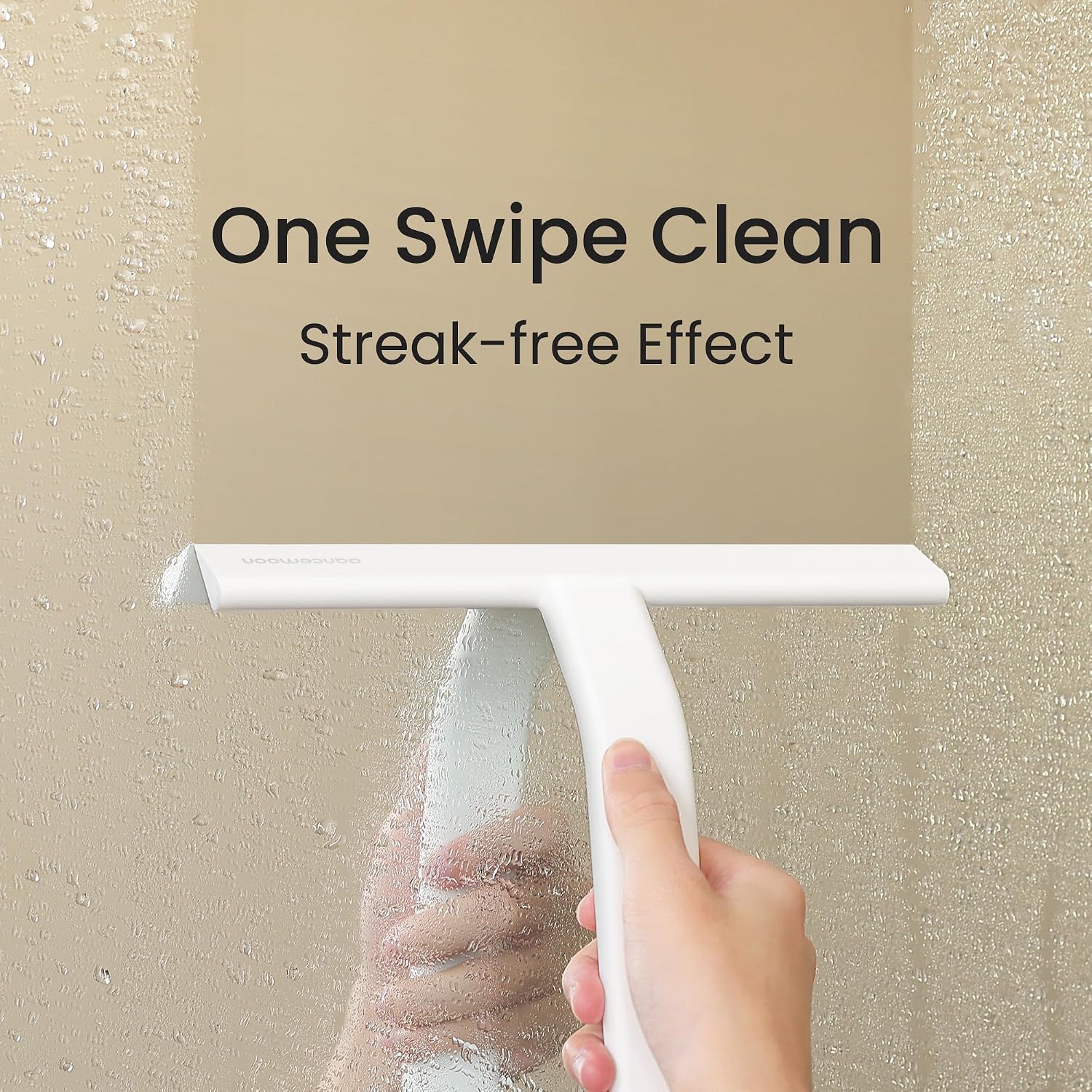 dancemoon JustHang Shower Squeegee with Built-in Hook, 10-Inch White