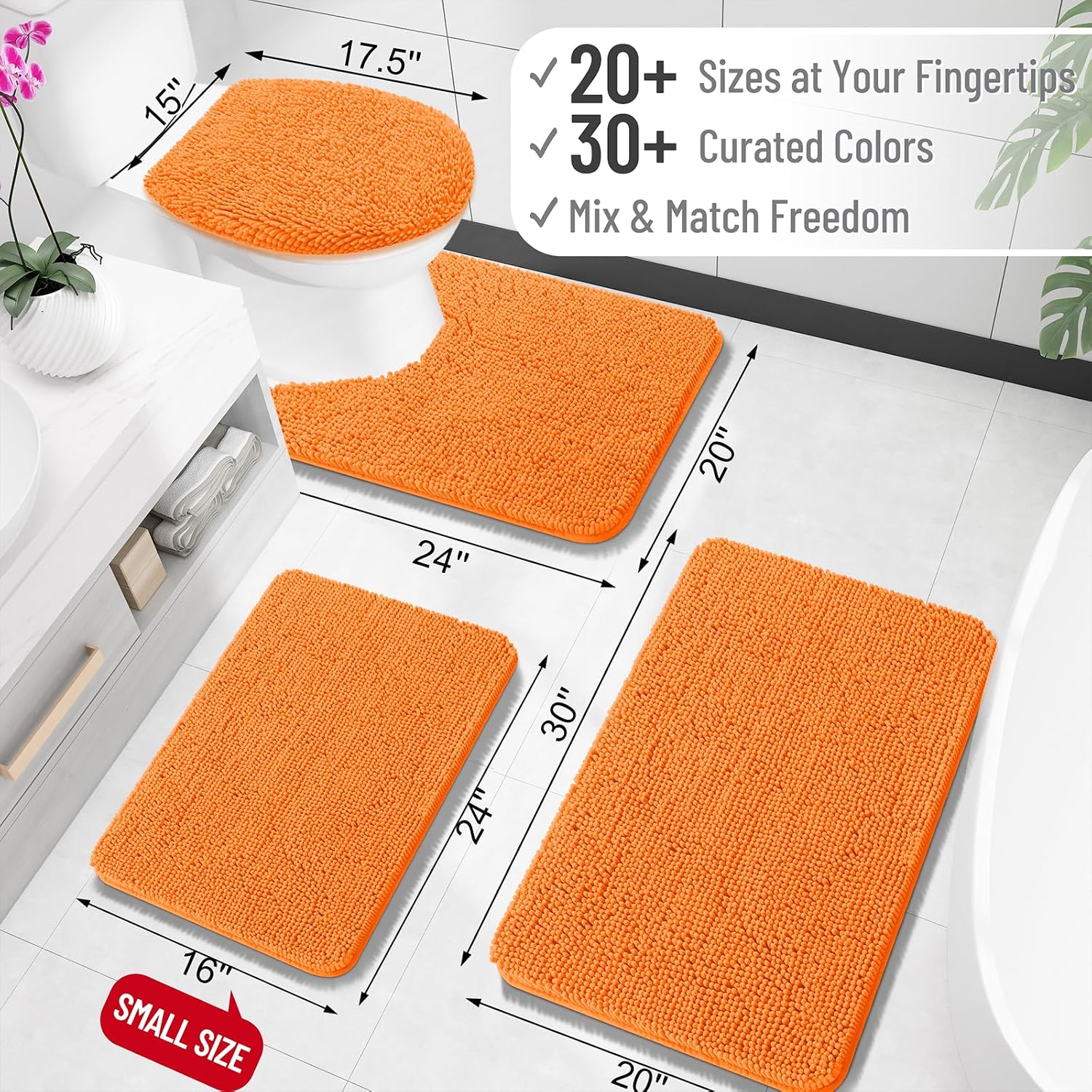 OLANLY Bathroom Rugs 30x20, Extra Soft Absorbent Chenille Bath Rugs