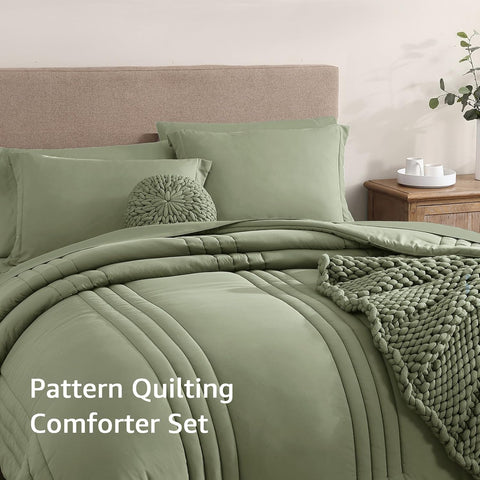 Oversized Queen Comforter Set-7 Pieces Soft Bed in a Bag Queen Bedding Sets