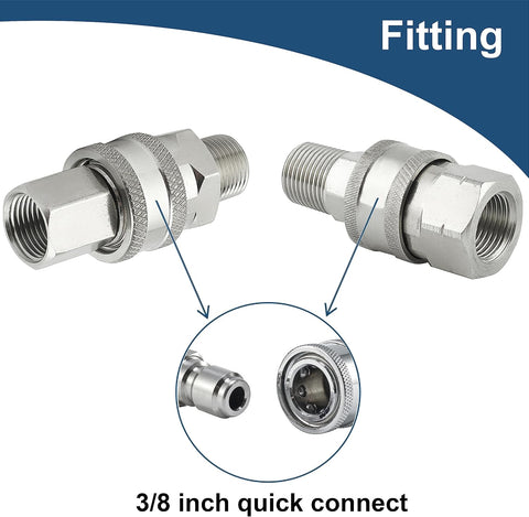Raincovo Pressure Washer Quick Connect 3/8 Inch, Stainless Steel, 8 Piece