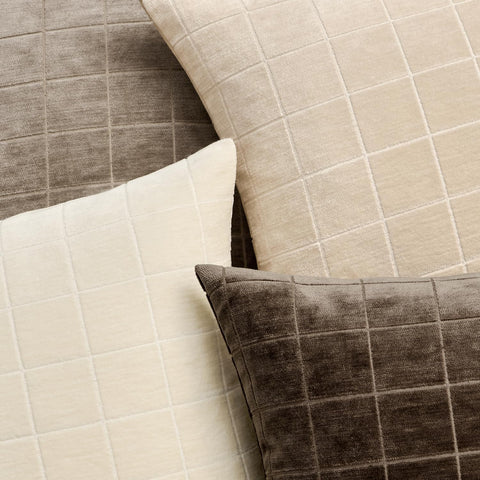 MIULEE Brown Plaid Decorative Fall Euro Throw Pillow Covers 22x22 Set of 2