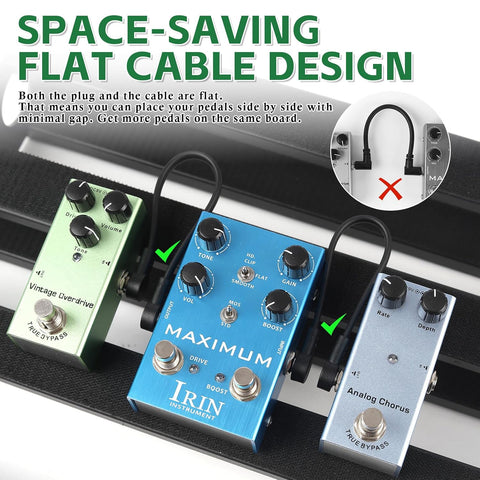 6-Pack 3 Inch Flat Guitar Patch Cables Short Pedal Cable
