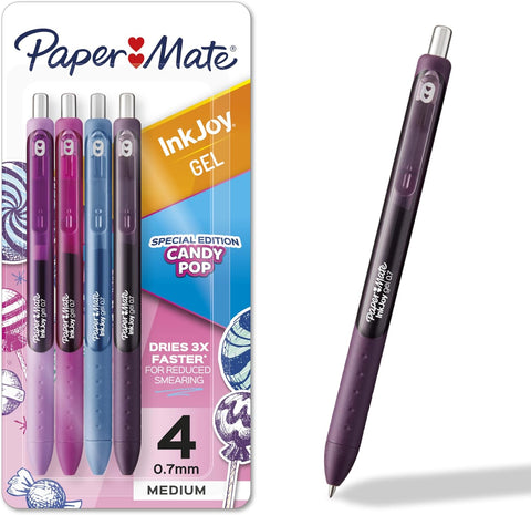 Paper Mate InkJoy Gel Pens Candy Pop Colors Medium (0.7mm) Point Retractable 4 Count, Pack of 36