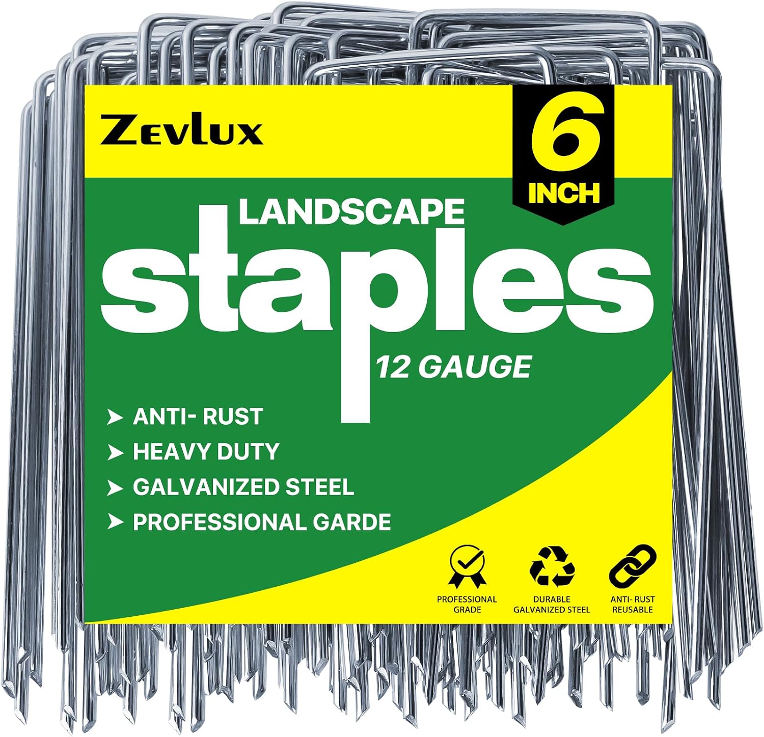 6 inch 50 Pack Landscape Staples Galvanized Garden Stakes