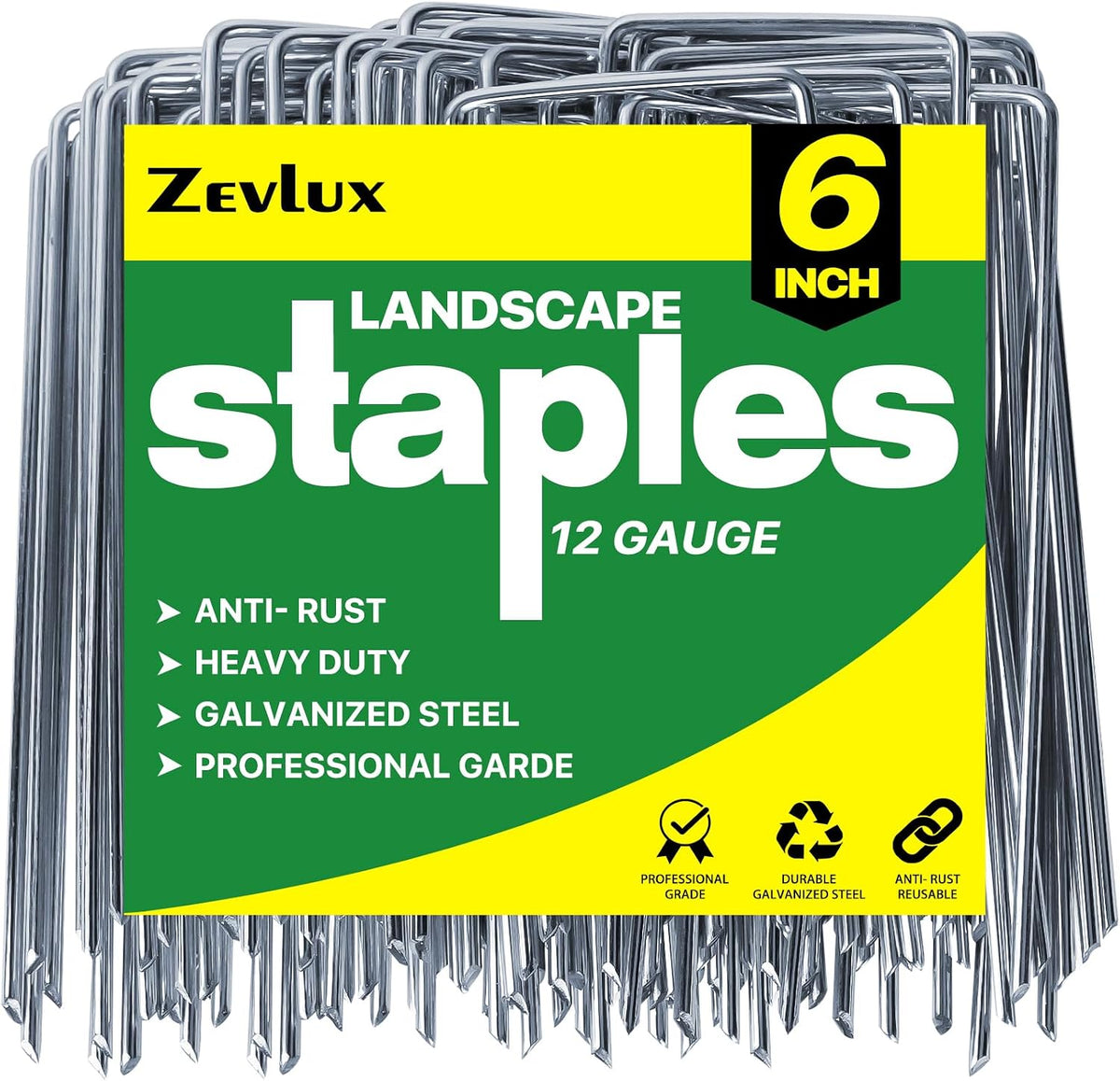 6 inch 50 Pack Landscape Staples Galvanized Garden Stakes