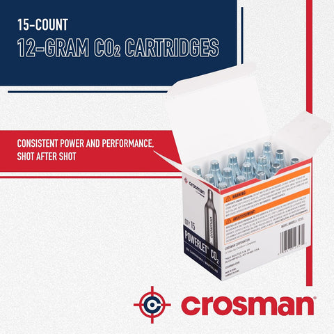 Crosman Powerlet CO2 Cartridges for Air Rifles, Air Pistols & Paintball - Snug Fit, Leak-Free Seal, Durable Metal Construction - Made in USA, Multi-Pack Options.