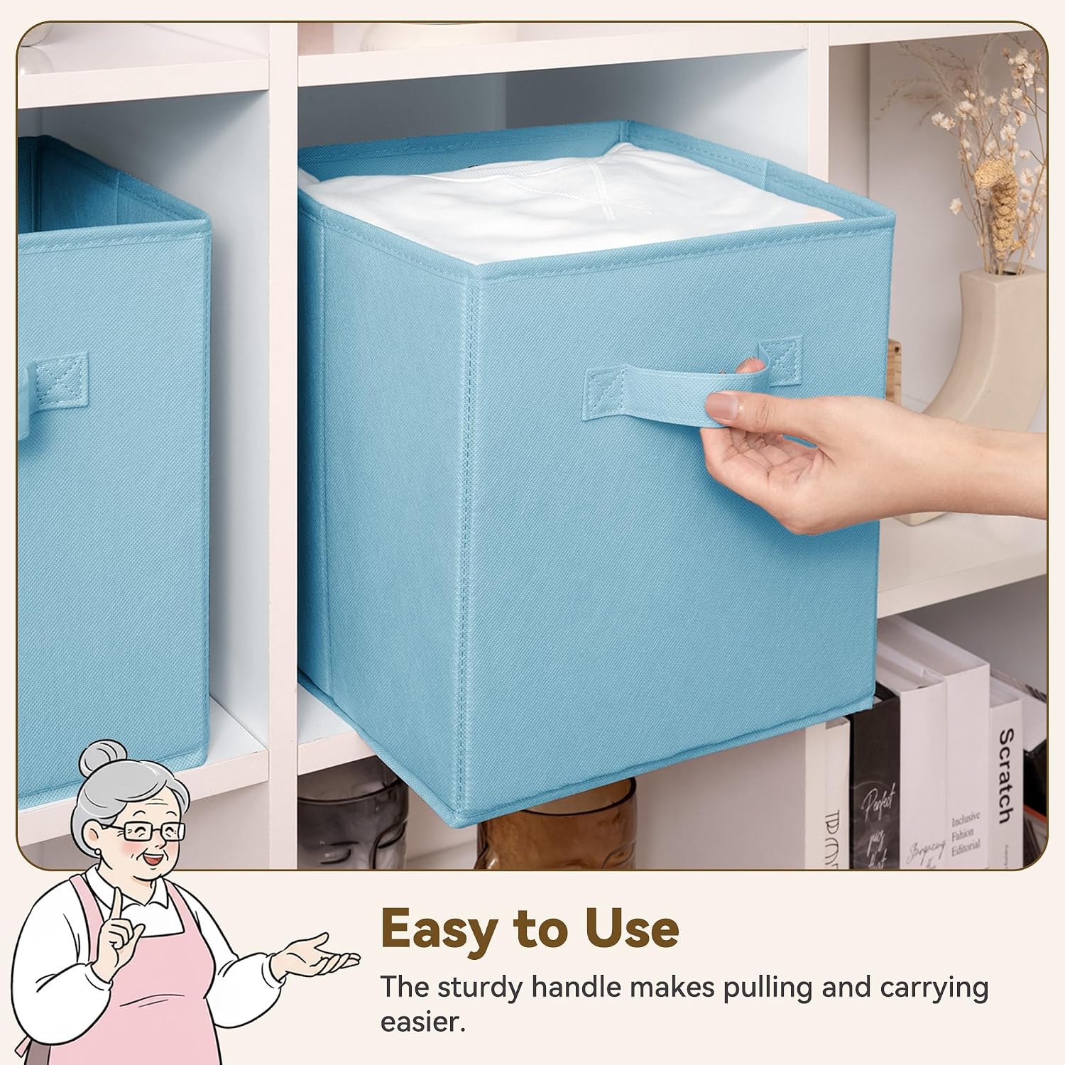 GRANNY SAYS 11x11 Cube Storage Bins, 6-Pack Storage Cubes, Light Blue