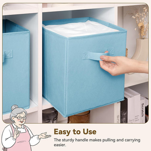 GRANNY SAYS 11x11 Cube Storage Bins, 6-Pack Storage Cubes, Light Blue