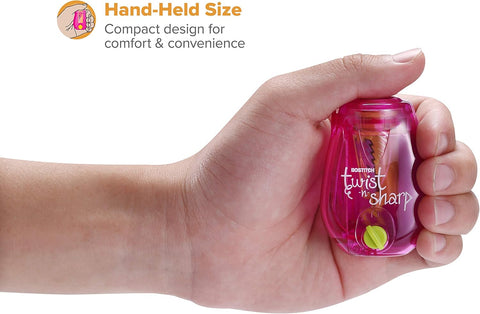Bostitch Twist-n-Sharp Handheld Pencil Sharpener for Kids, Pink