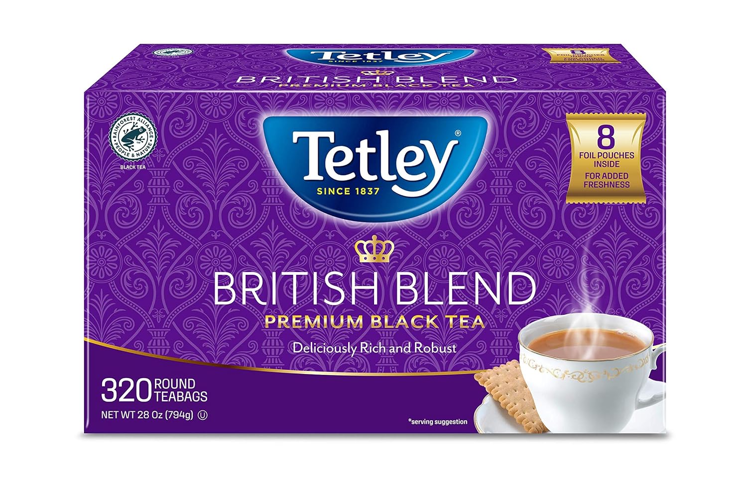 Tetley, British Blend Black Tea, 80 Count (Pack of 12), Hot or Iced, Rich & Robust Black Tea