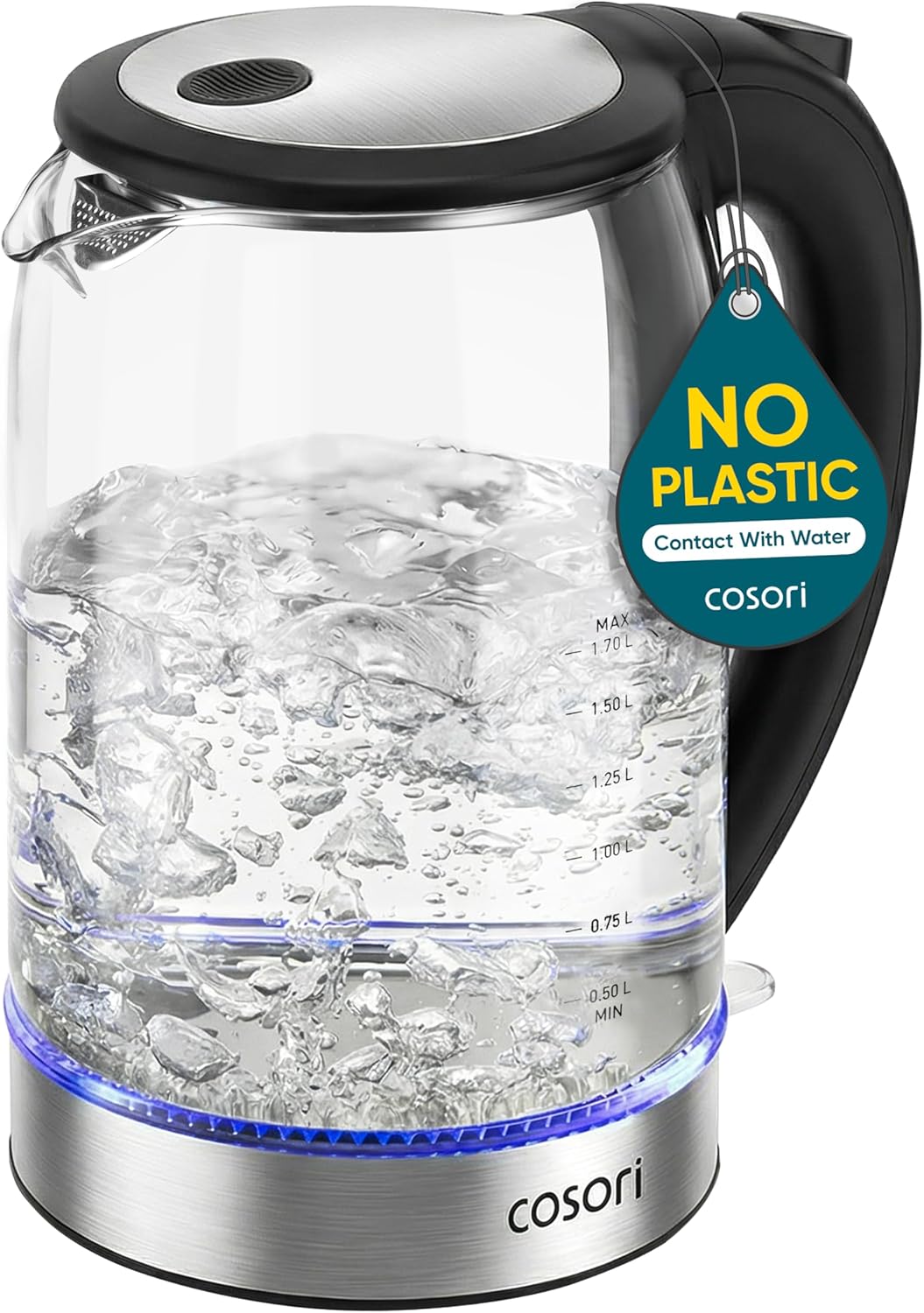 Cosori Electric Kettle, No Plastic Contact with Water, 1.7L, Black
