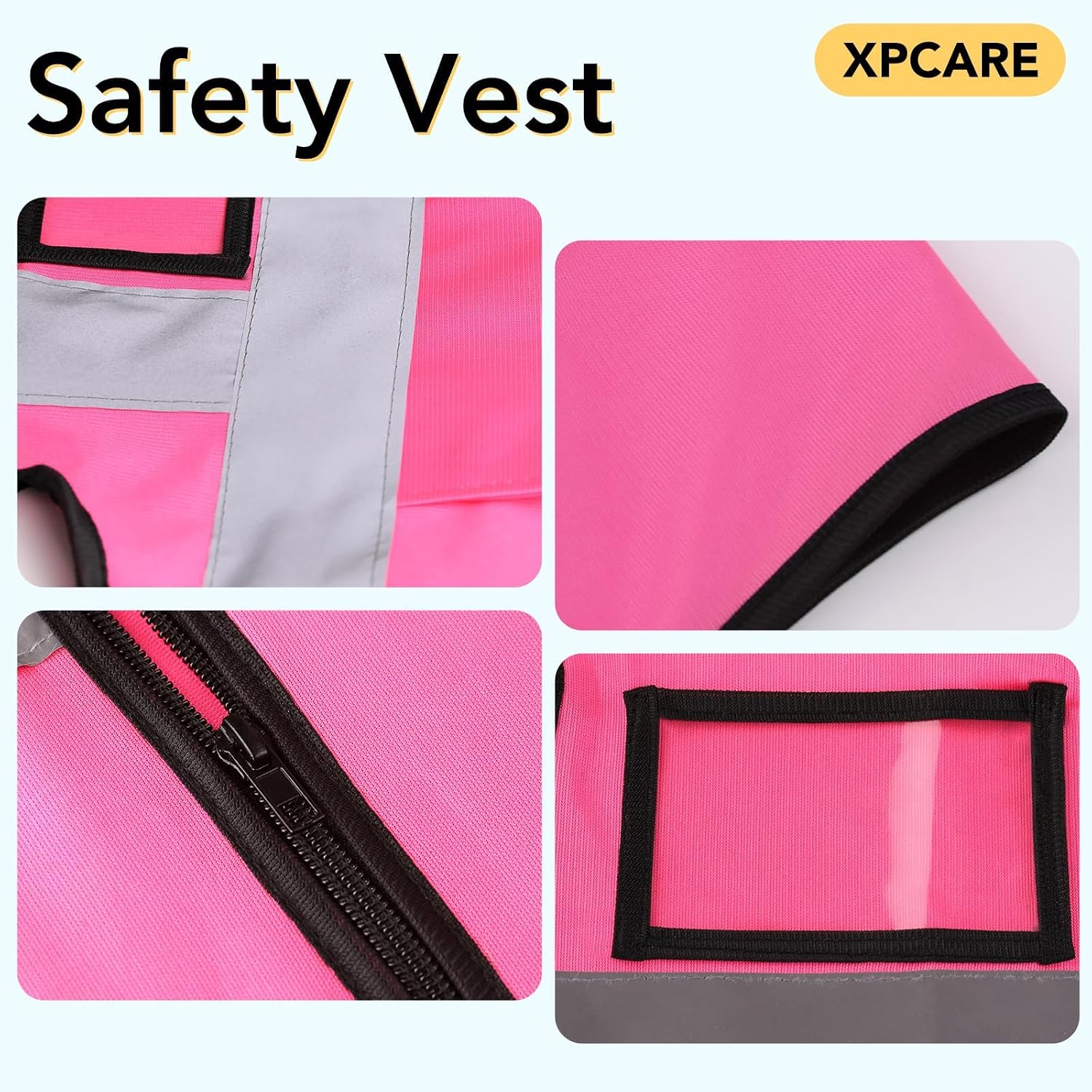 XPCARE Reflective Safety Vests For Women Men, High Visibility Security Vest Pockets and Zipper Front Construction Work Vest