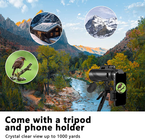 80x100 HD Monocular Telescope for Adults, Large Vision Monoculars, High Powered Smartphone Monocular for Bird Watching, Hunting, Hiking, Camping, Wildlife