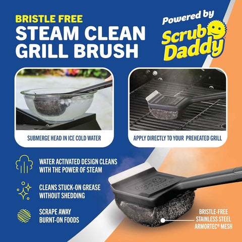 Mr. Bar-B-Q Steam Clean Bristle Free Grill Brush Powered by Scrub Daddy