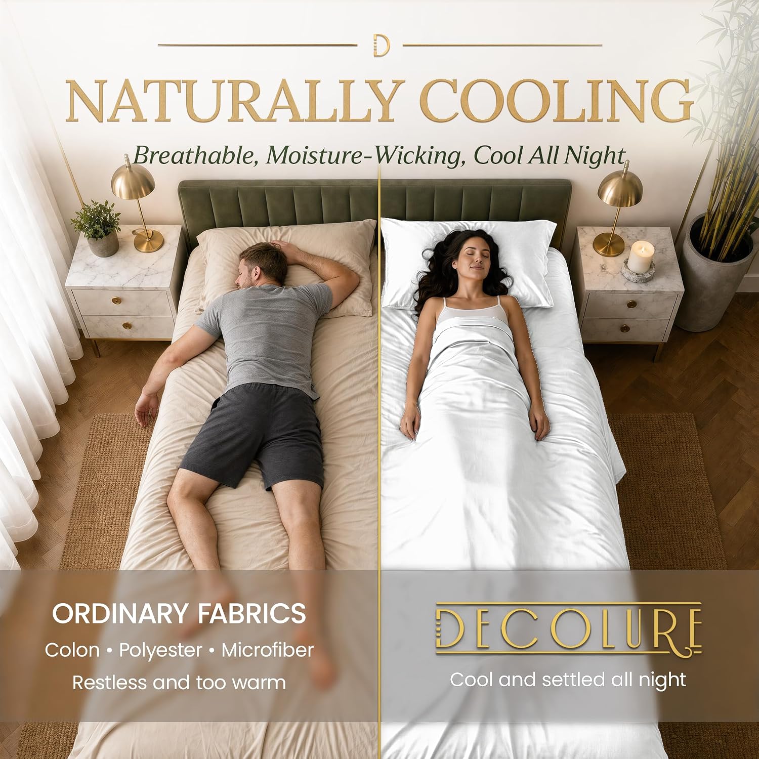 DECOLURE 100% Viscose Derived from Bamboo Sheets King Size | 6 Pc Bed Set