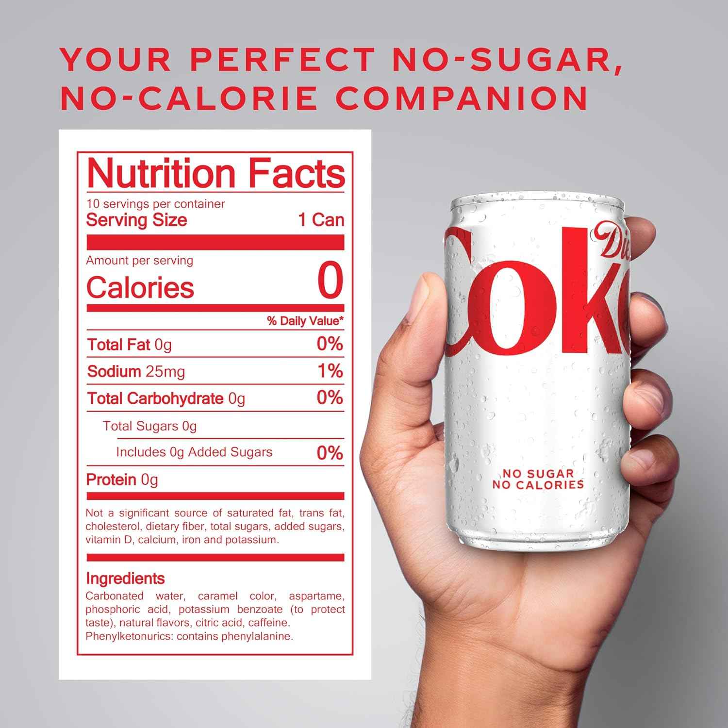 Diet Coke Soda Soft Drink Fridge Pack Mini Cans, 7.5 fl oz, 10 Pack