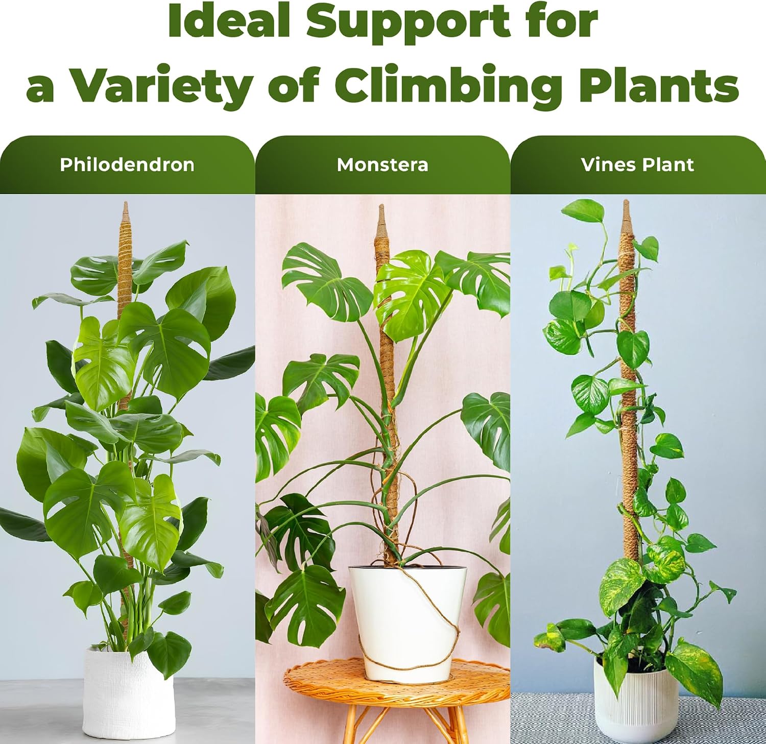 2Pcs 28'' Moss Pole Monstera Plant Support - Plant Stakes for Indoor Plants