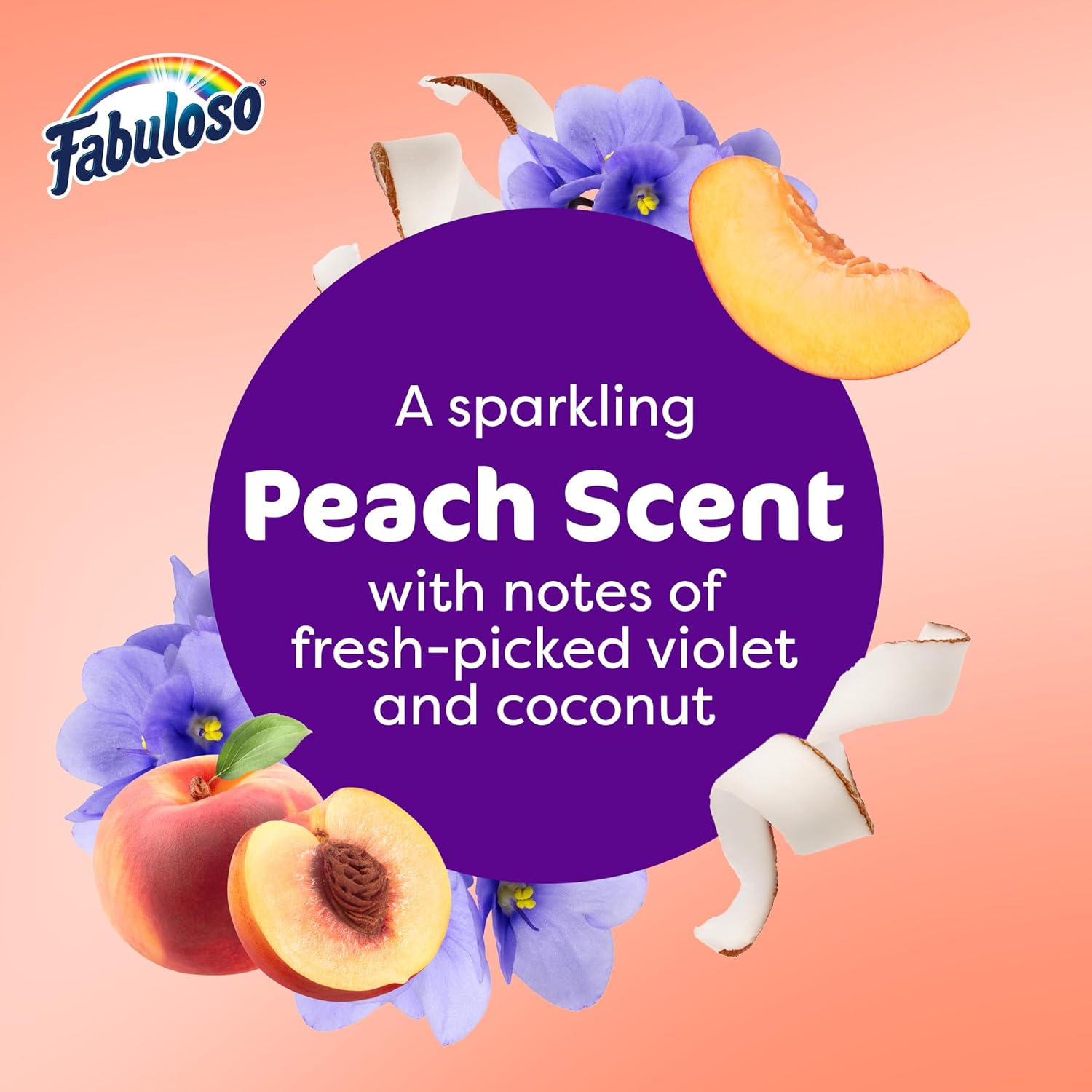 Fabuloso 2X Multi-Purpose Cleaner, No Rinse Floor Cleaner, Long-Lasting Freshness, Peach Scent, 56 fl oz