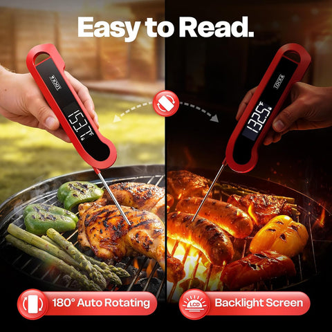 0.3 Sec Instant Read Meat Thermometer Digital for Cooking, Red