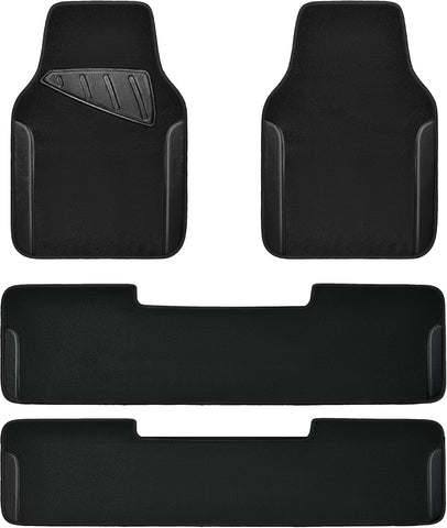 CAR PASS Waterproof Universal Faux Leather 3Row Car Floor Mats, Black Car Mats Fit for SUV,Vans,sedans, Trucks,Set of Vehicles Car Carpet with Driver Heel Pad and Anti-Slip Nibs Backing (Black 3Row)
