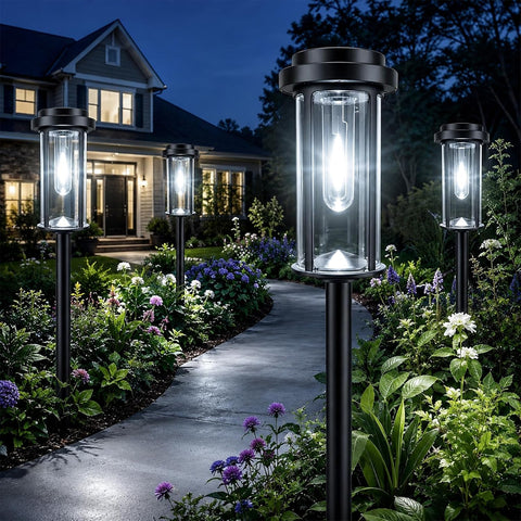 DERAYSION Solar Lights Outdoor Pathway, 8 Pack LED Solar Garden Lights