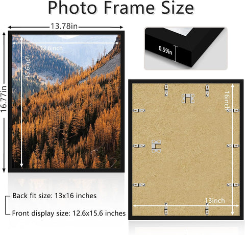 Picrit 13x16 Picture Frame, Photo Frame for Wall Mounting Display, Black