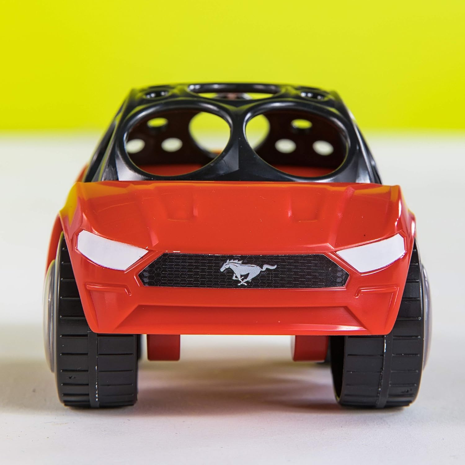 Bright Starts Ford Rattle & Roll Mustang Race Oball Car Toy Push and Go Vehicle, Easy Grasp, Ages 3 Months+, Red & Black