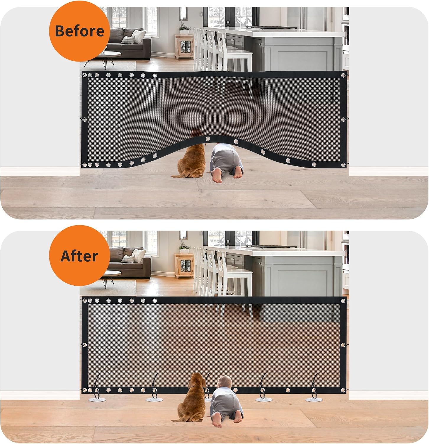 NWK 98’’ to 120’’Extra Wide Adjustable Pet Gate, 30’’ Tall