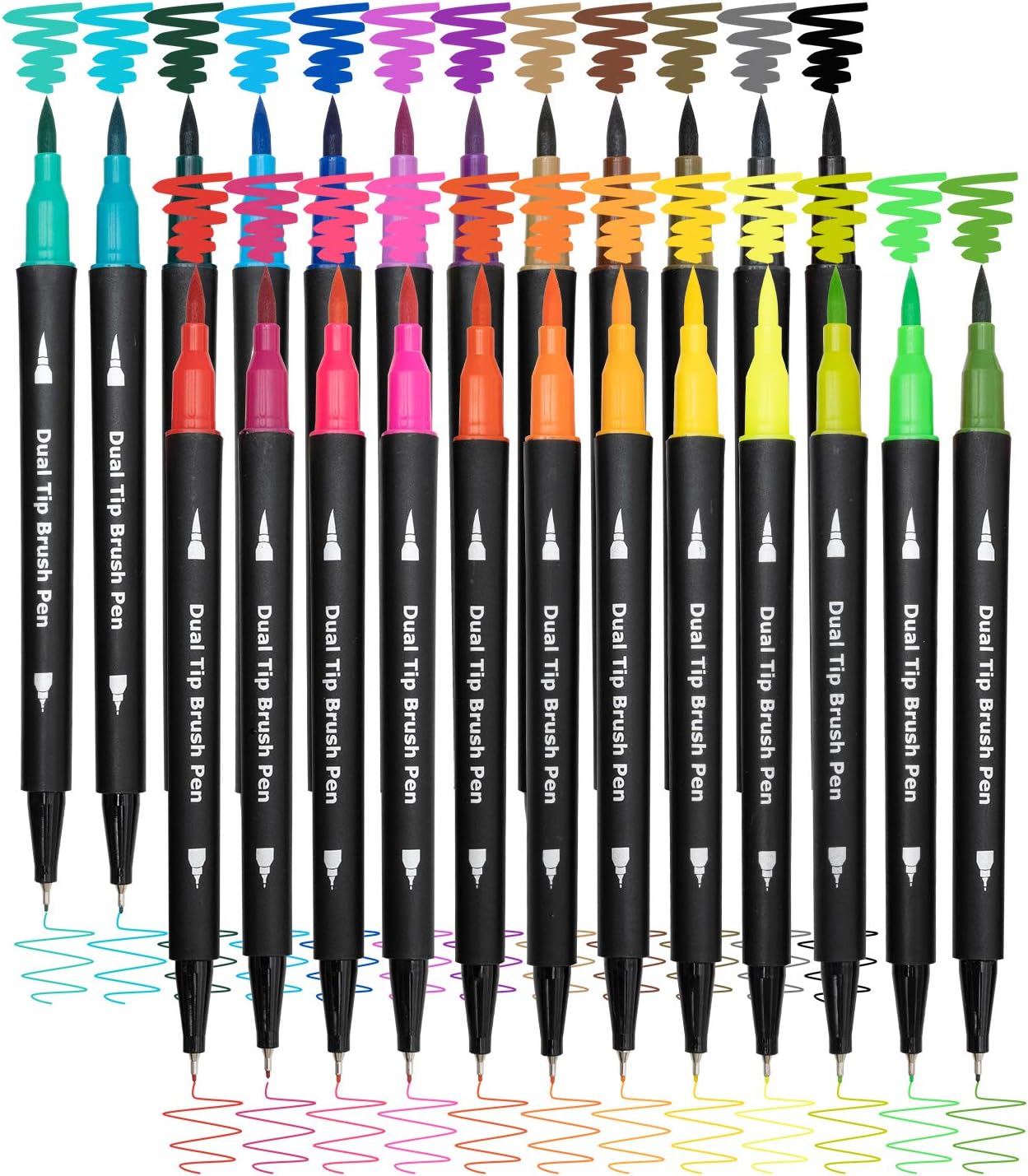 Piochoo Dual Brush Marker Pens for Adult Coloring Books,24pcs Markers