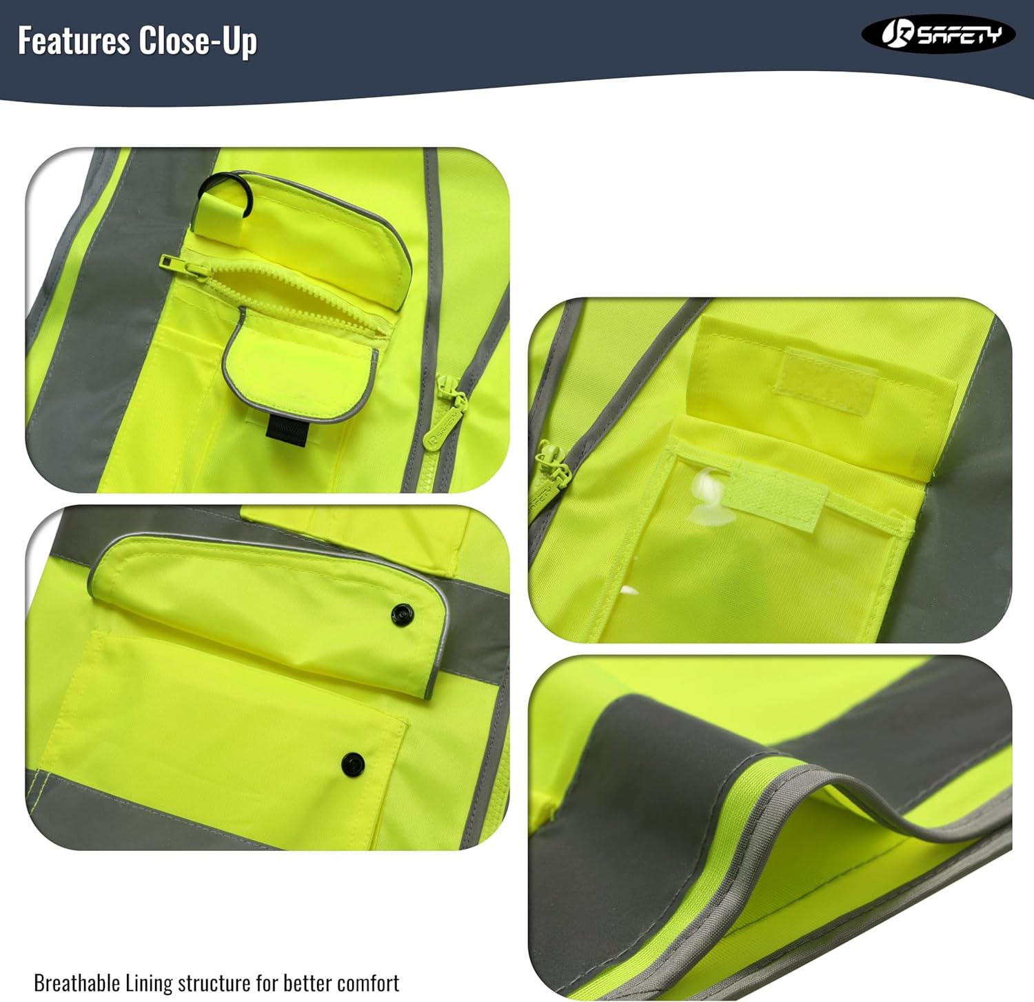 JKSafety Safety Vest for Men Women Reflective Hi Vis JK150 Yellow L