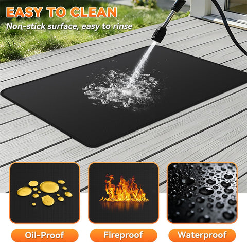 Under Grill Mats for Outdoor Grill - 48 x 30 Inch BBQ Deck Protector