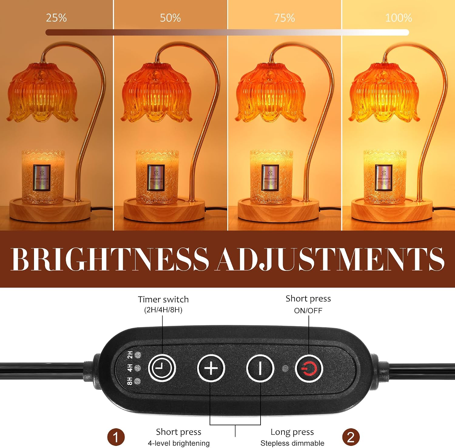 Flower Candle Warmer Lamp with Timer & Dimmer，Fall Decor for Home