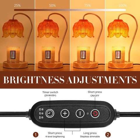 Flower Candle Warmer Lamp with Timer & Dimmer，Fall Decor for Home